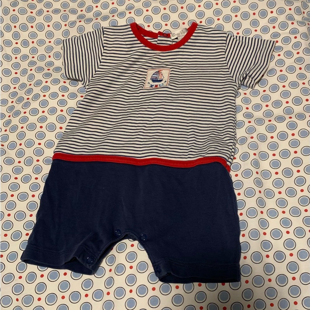 Kissy Kissy Navy, Red & White Striped Baby Romper